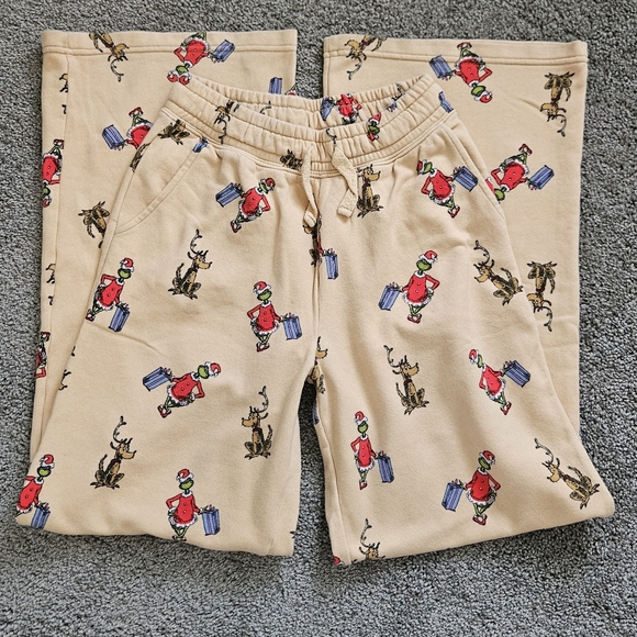 AMERICAN EAGLE Lounge Set Fleece Cropped Sweatshirt + Pants Grinch Print PJ XS - Picture 6 of 9